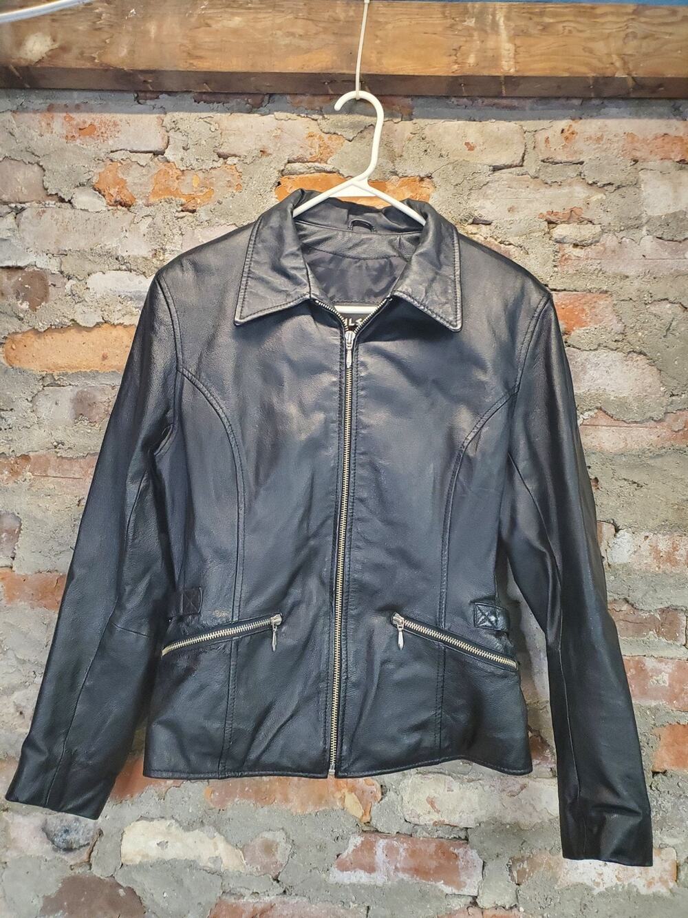 Wilsons The Leather Experts Womens Black Leather Jacket Size Small Full Zip